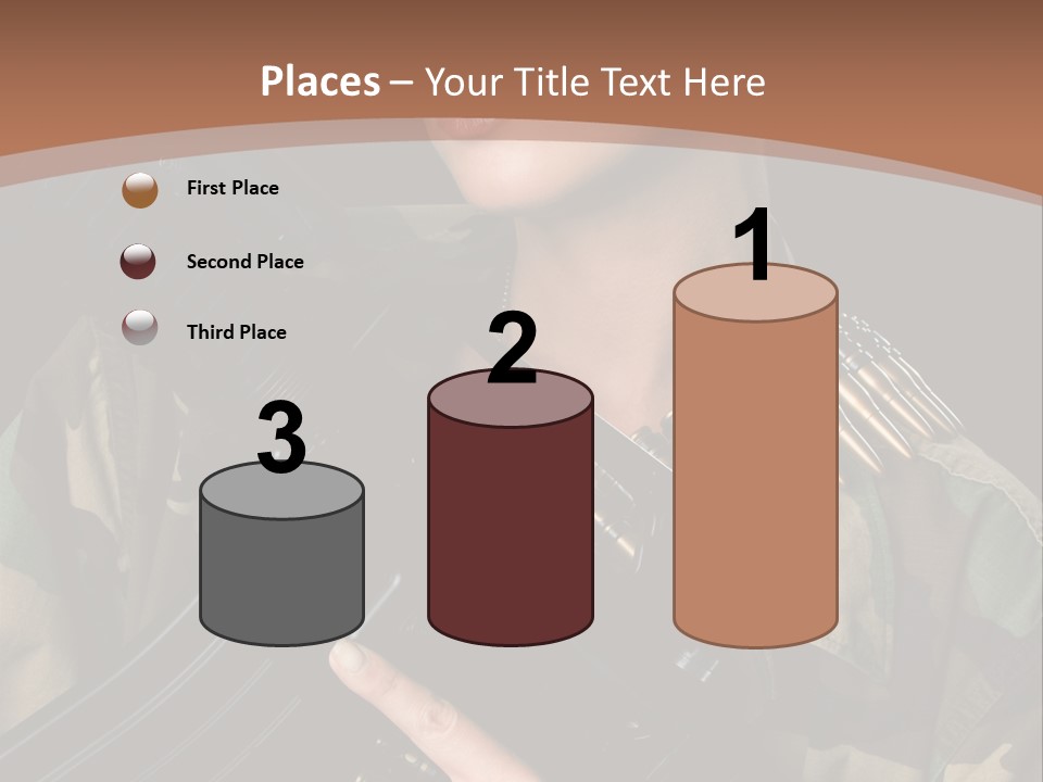 A Woman In A Military Uniform Holding A Machine Gun PowerPoint Template