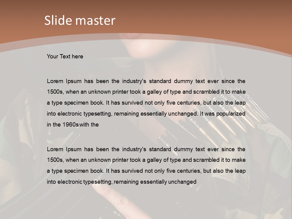 A Woman In A Military Uniform Holding A Machine Gun PowerPoint Template