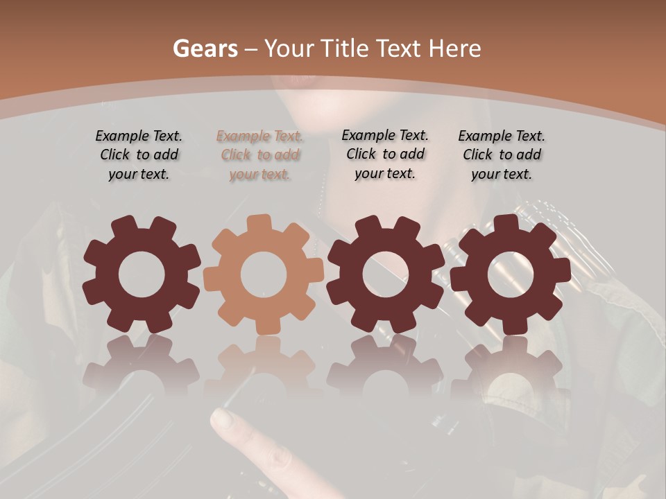 A Woman In A Military Uniform Holding A Machine Gun PowerPoint Template