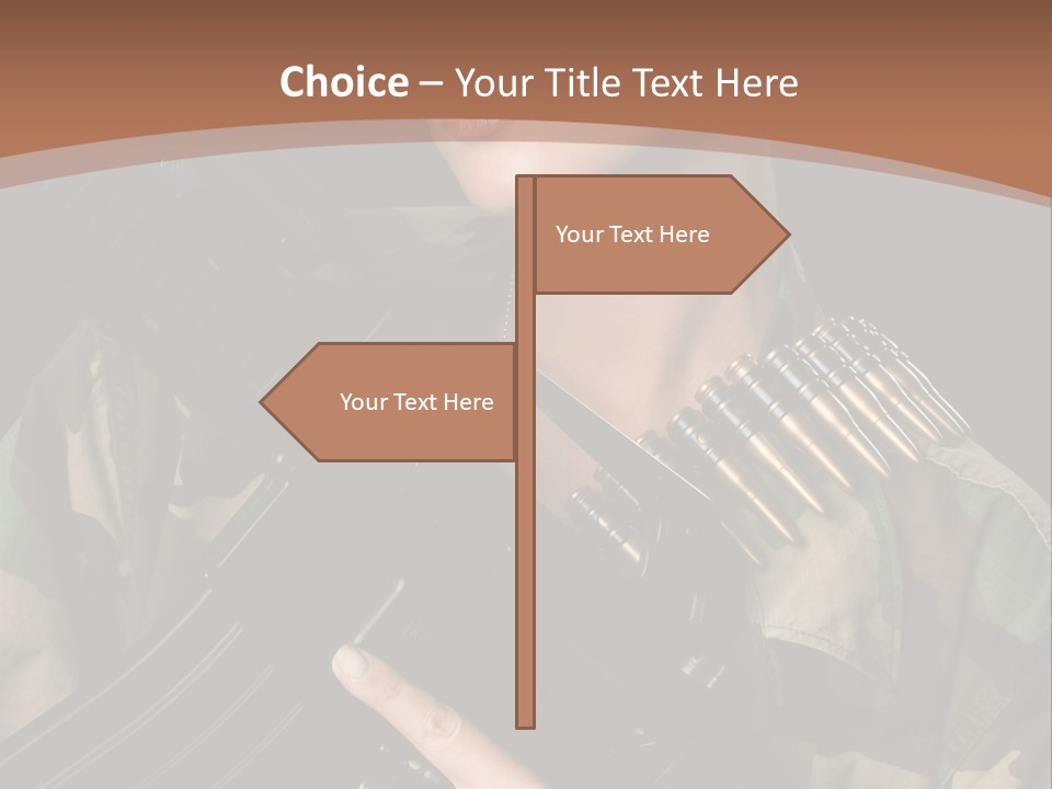 A Woman In A Military Uniform Holding A Machine Gun PowerPoint Template