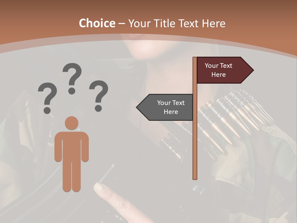 A Woman In A Military Uniform Holding A Machine Gun PowerPoint Template