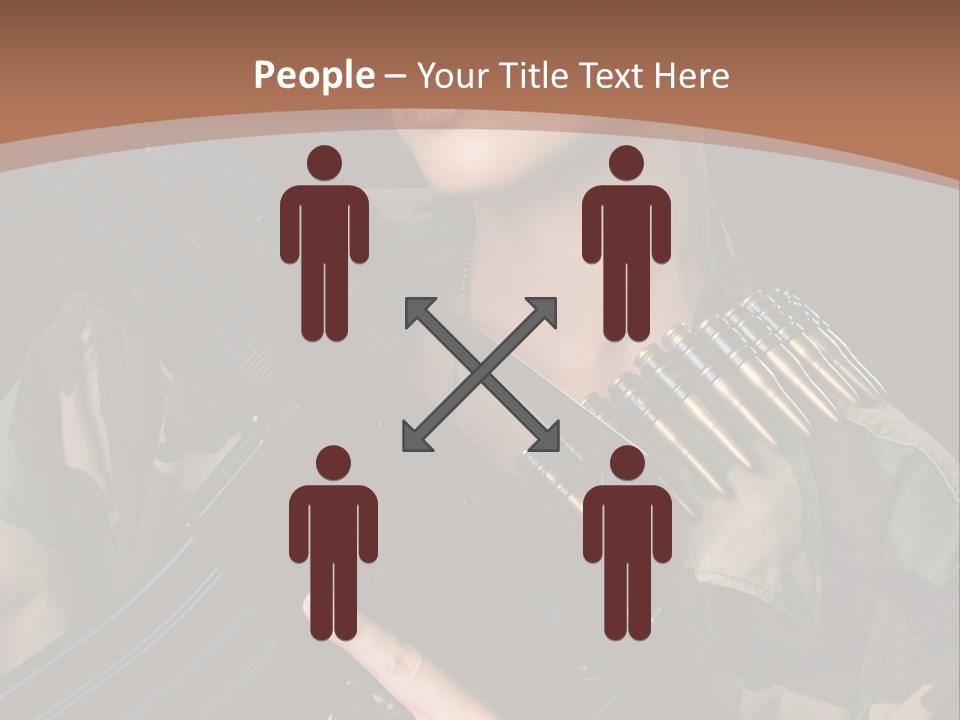 A Woman In A Military Uniform Holding A Machine Gun PowerPoint Template