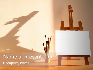 A Wooden Easel With A White Board On It PowerPoint Template