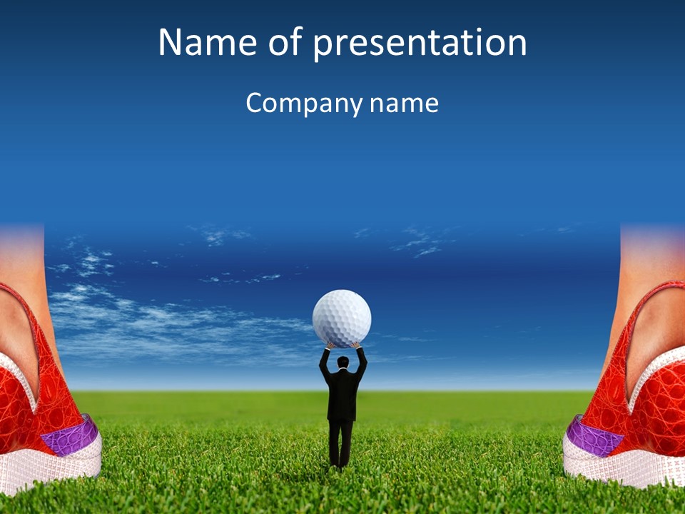 A Person Standing In The Grass With A Golf Ball In His Hand PowerPoint Template