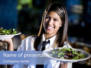 A Woman Holding A Plate With A Salad On It PowerPoint Template