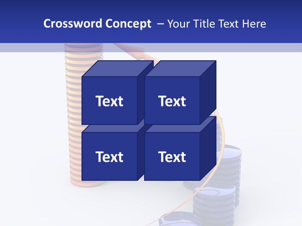 A Group Of Blue And Orange Stacks Of Coins With A Yellow Arrow On Top Of PowerPoint Template