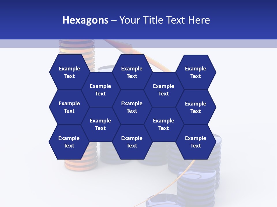 A Group Of Blue And Orange Stacks Of Coins With A Yellow Arrow On Top Of PowerPoint Template
