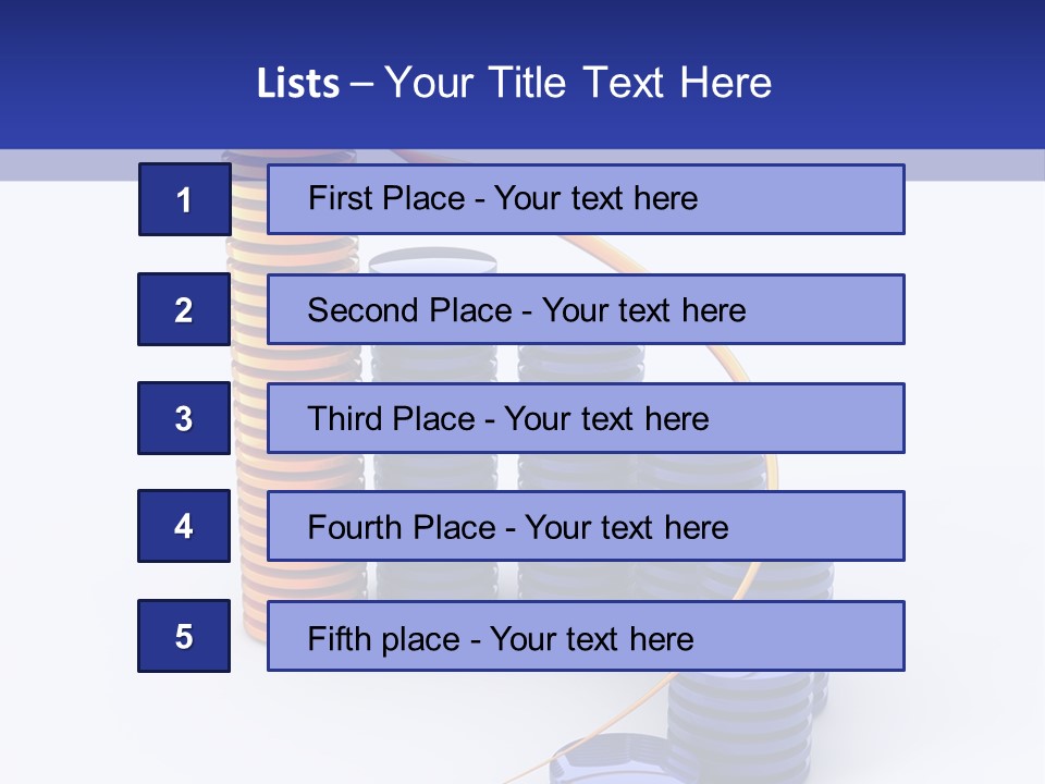 A Group Of Blue And Orange Stacks Of Coins With A Yellow Arrow On Top Of PowerPoint Template