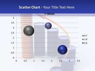 A Group Of Blue And Orange Stacks Of Coins With A Yellow Arrow On Top Of PowerPoint Template