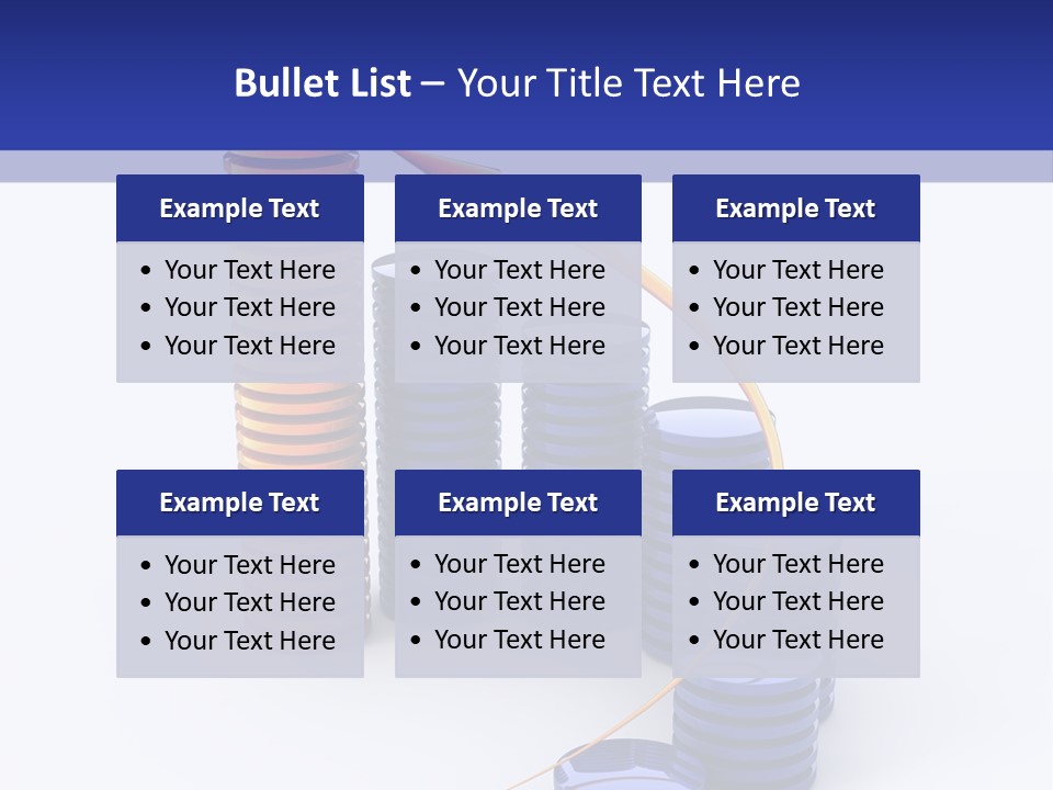 A Group Of Blue And Orange Stacks Of Coins With A Yellow Arrow On Top Of PowerPoint Template