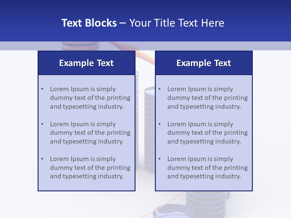 A Group Of Blue And Orange Stacks Of Coins With A Yellow Arrow On Top Of PowerPoint Template