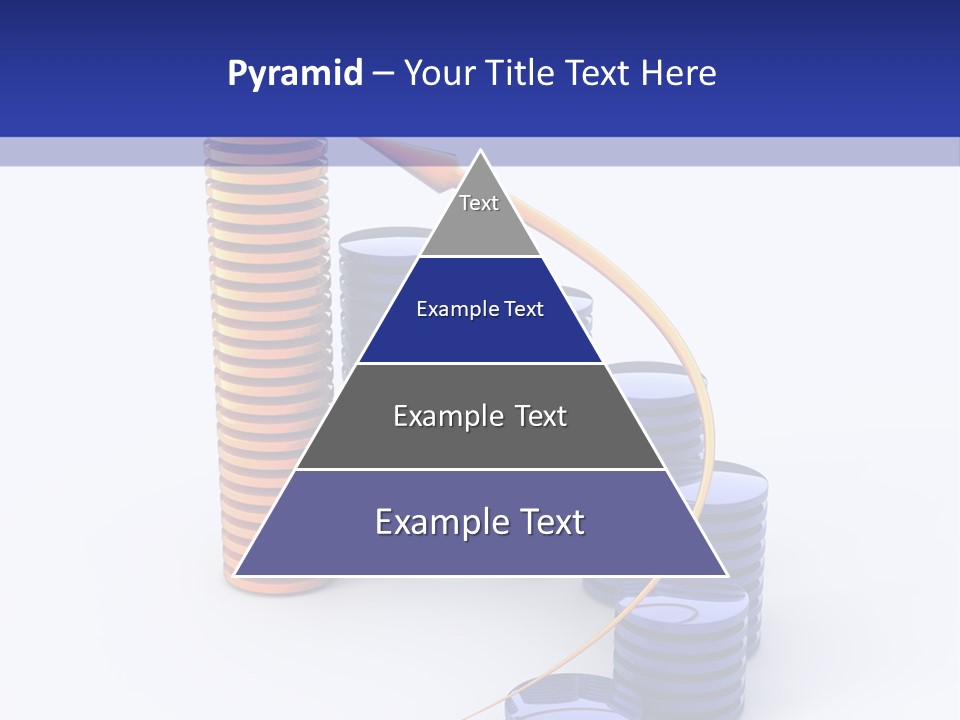 A Group Of Blue And Orange Stacks Of Coins With A Yellow Arrow On Top Of PowerPoint Template