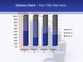 A Group Of Blue And Orange Stacks Of Coins With A Yellow Arrow On Top Of PowerPoint Template