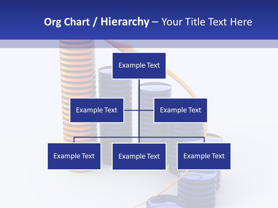 A Group Of Blue And Orange Stacks Of Coins With A Yellow Arrow On Top Of PowerPoint Template