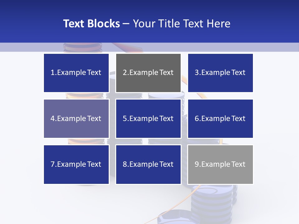 A Group Of Blue And Orange Stacks Of Coins With A Yellow Arrow On Top Of PowerPoint Template