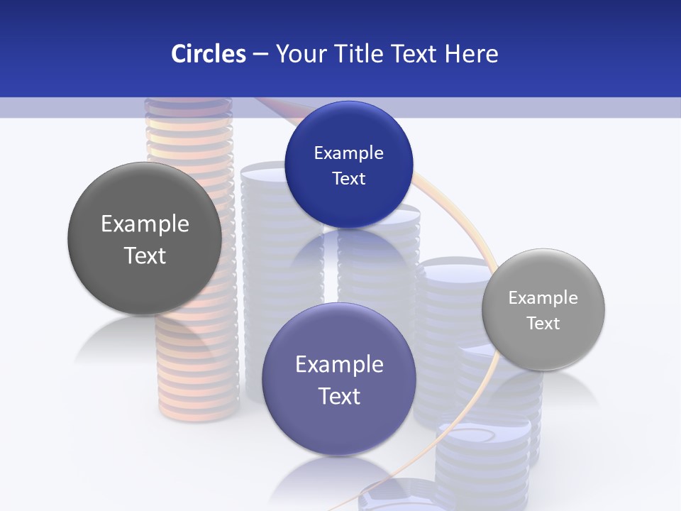 A Group Of Blue And Orange Stacks Of Coins With A Yellow Arrow On Top Of PowerPoint Template