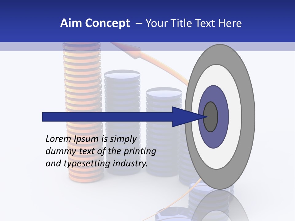 A Group Of Blue And Orange Stacks Of Coins With A Yellow Arrow On Top Of PowerPoint Template