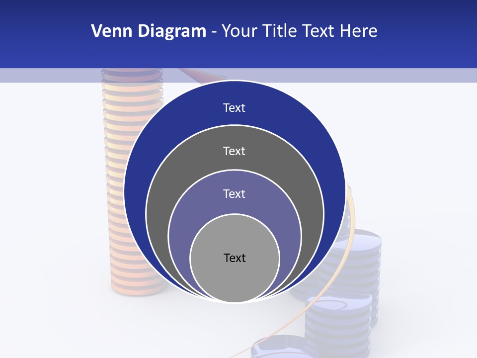A Group Of Blue And Orange Stacks Of Coins With A Yellow Arrow On Top Of PowerPoint Template