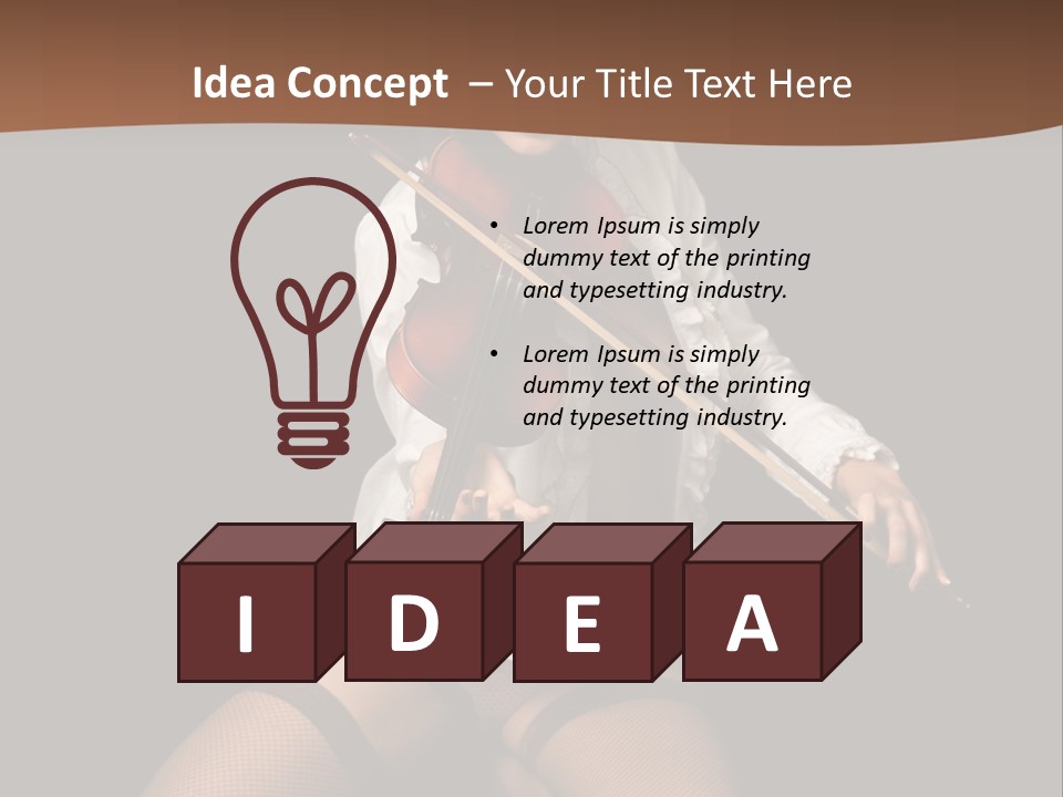 A Woman In Lingerie Holding A Violin On A Black Background PowerPoint Template