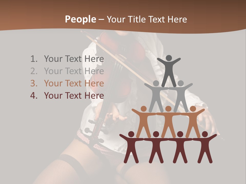 A Woman In Lingerie Holding A Violin On A Black Background PowerPoint Template