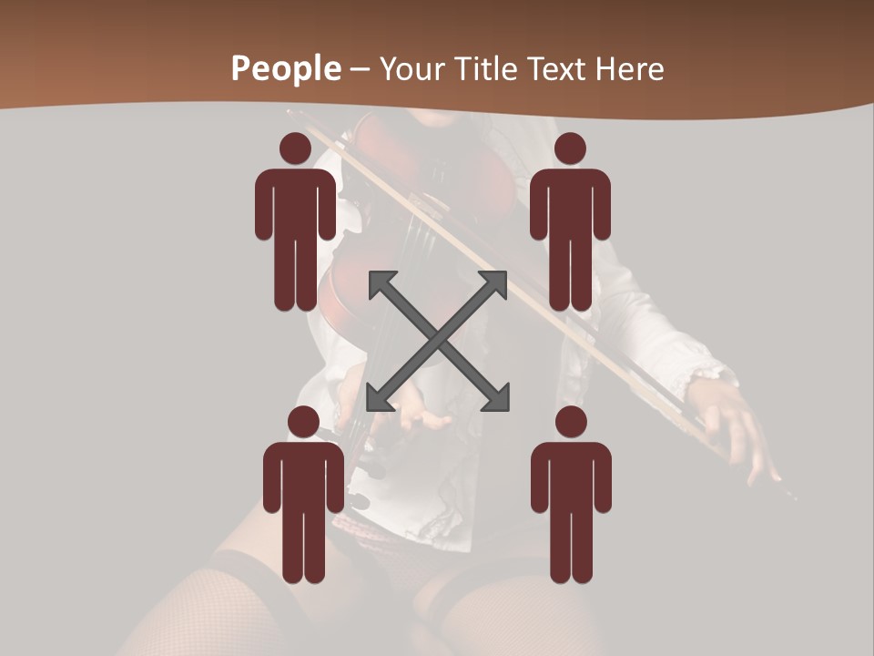 A Woman In Lingerie Holding A Violin On A Black Background PowerPoint Template