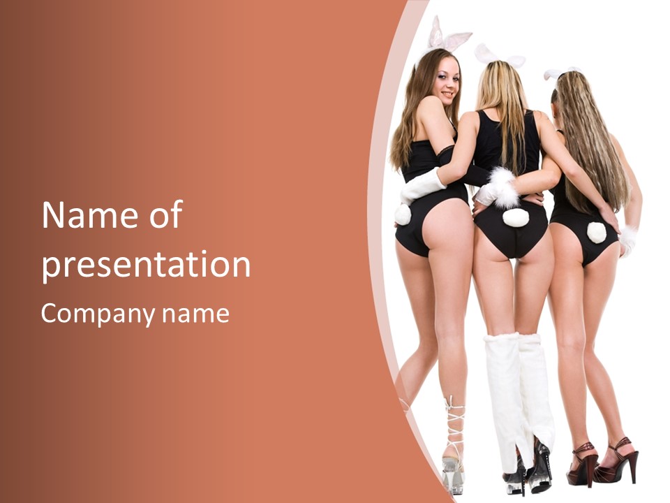 A Group Of Women In Bunny Costumes Powerpoint Template PowerPoint Template