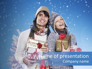 Fun Caucasian Gifts PowerPoint Template