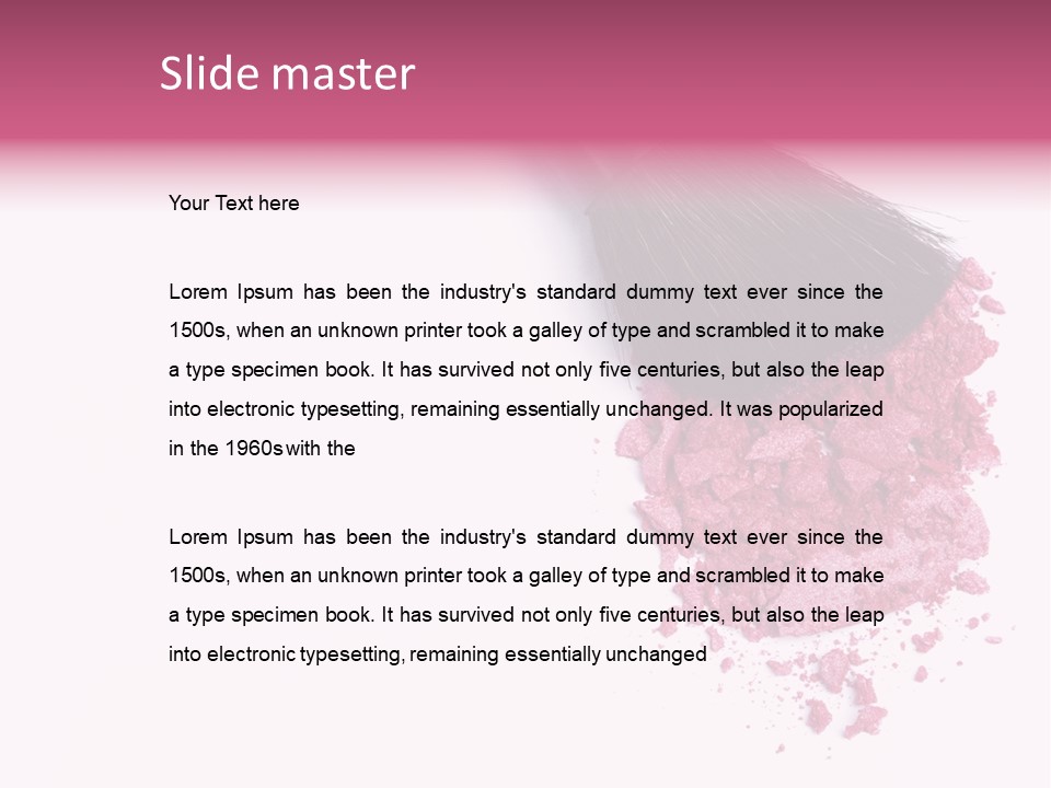 A Pink Makeup Brush On A White Background PowerPoint Template