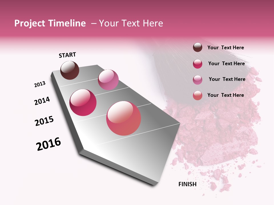 A Pink Makeup Brush On A White Background PowerPoint Template