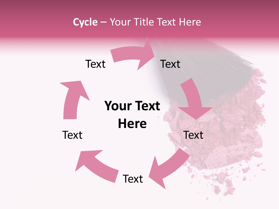 A Pink Makeup Brush On A White Background PowerPoint Template