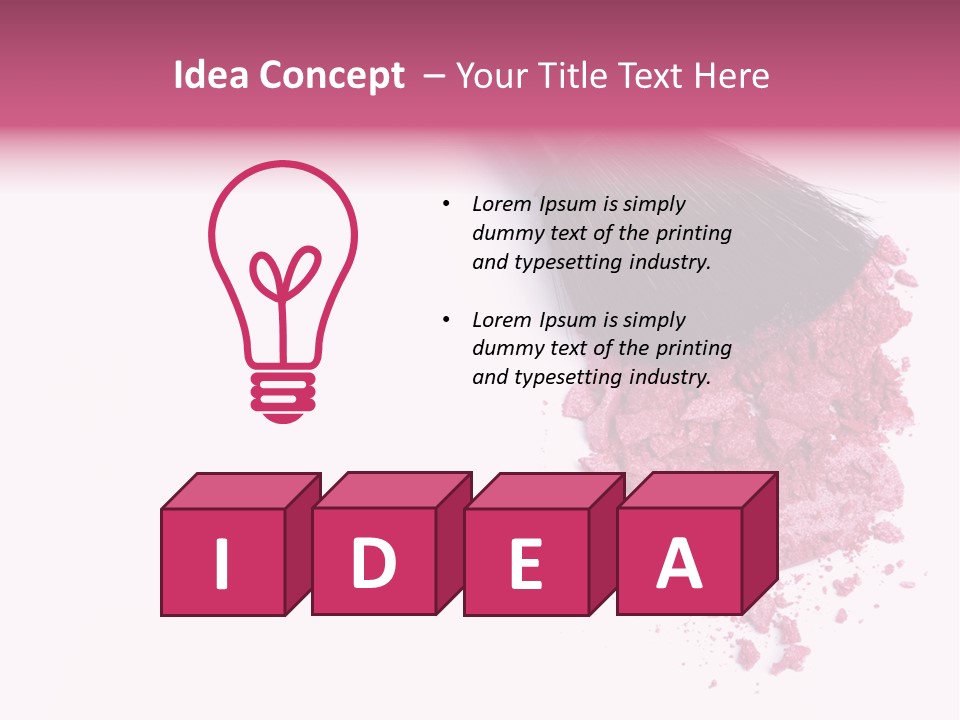A Pink Makeup Brush On A White Background PowerPoint Template