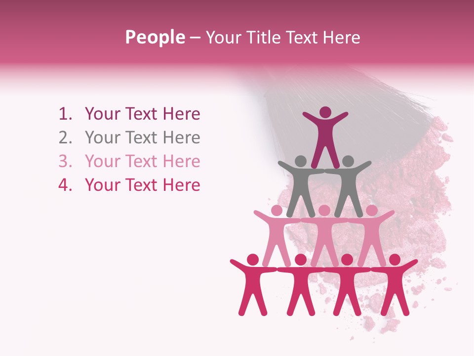 A Pink Makeup Brush On A White Background PowerPoint Template