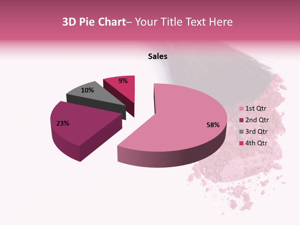A Pink Makeup Brush On A White Background PowerPoint Template