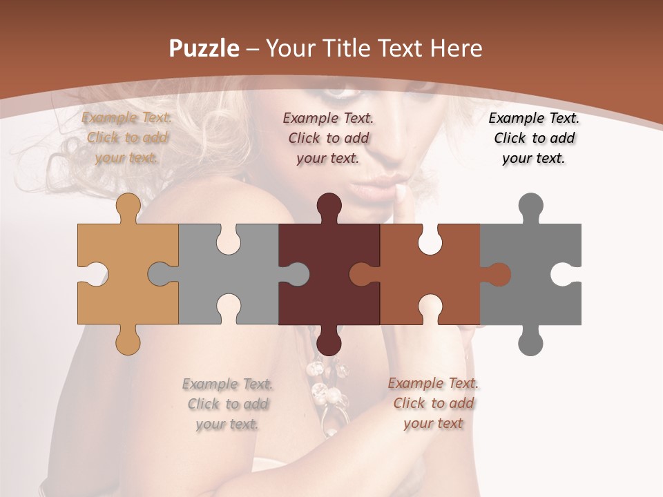 A Woman With Blond Hair Sitting At A Table PowerPoint Template