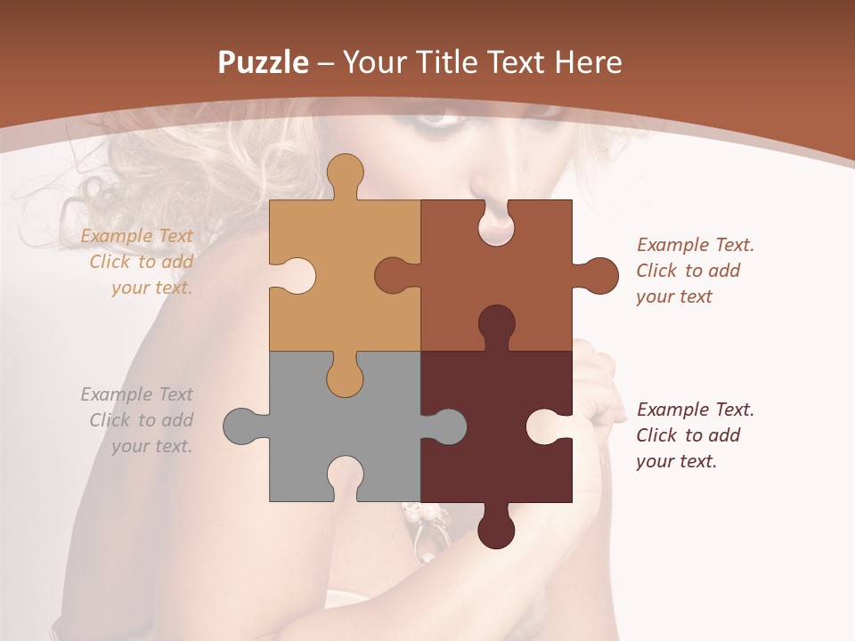 A Woman With Blond Hair Sitting At A Table PowerPoint Template