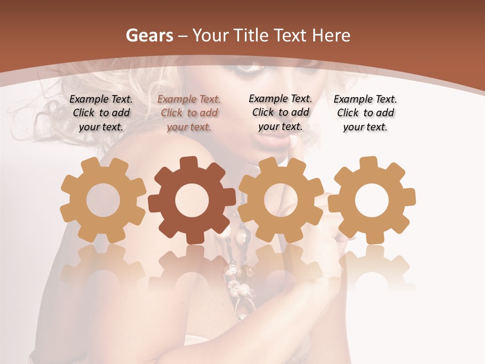 A Woman With Blond Hair Sitting At A Table PowerPoint Template
