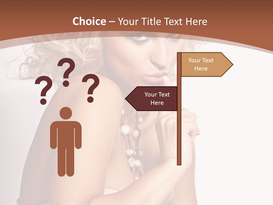 A Woman With Blond Hair Sitting At A Table PowerPoint Template