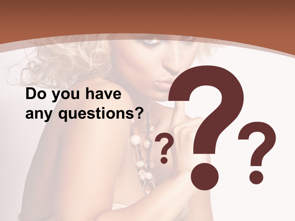 A Woman With Blond Hair Sitting At A Table PowerPoint Template