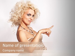 Blond Fashion Curly PowerPoint Template