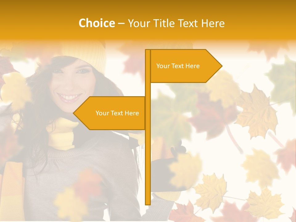 A Woman Wearing A Yellow Hat And Scarf PowerPoint Template