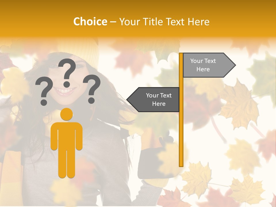 A Woman Wearing A Yellow Hat And Scarf PowerPoint Template