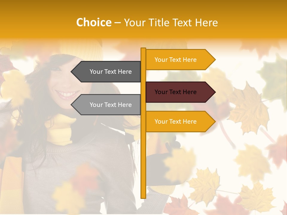 A Woman Wearing A Yellow Hat And Scarf PowerPoint Template