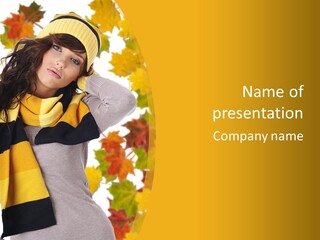 A Woman Wearing A Yellow And Black Scarf PowerPoint Template