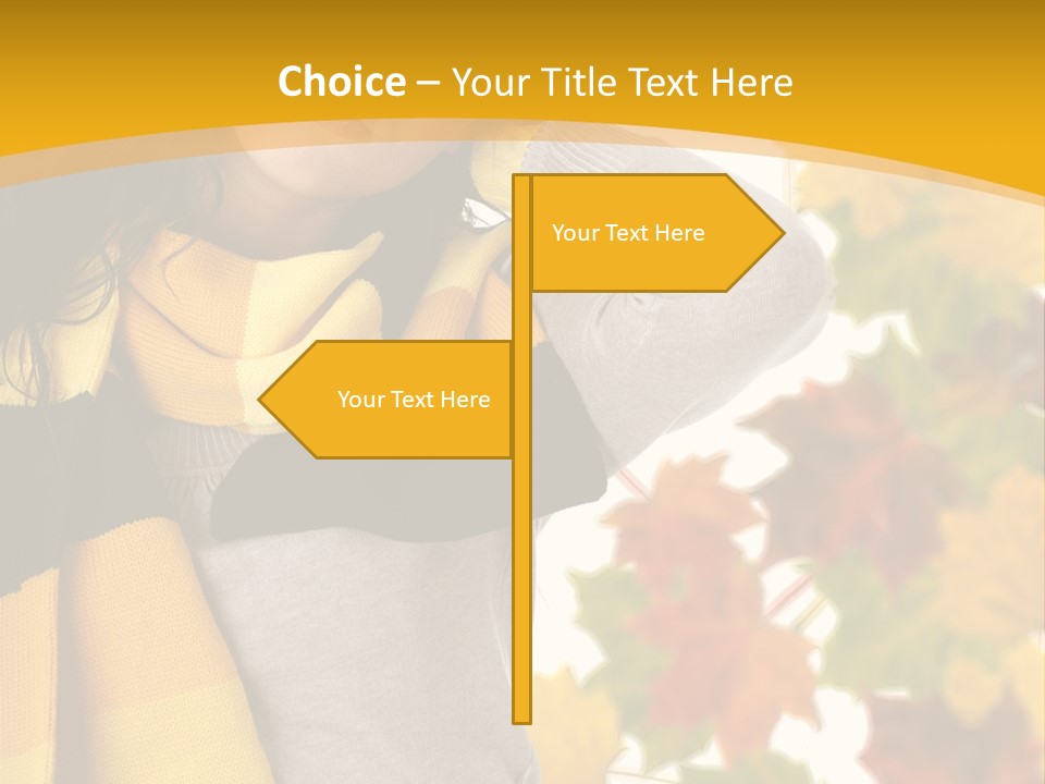 A Woman Wearing A Yellow And Black Scarf PowerPoint Template