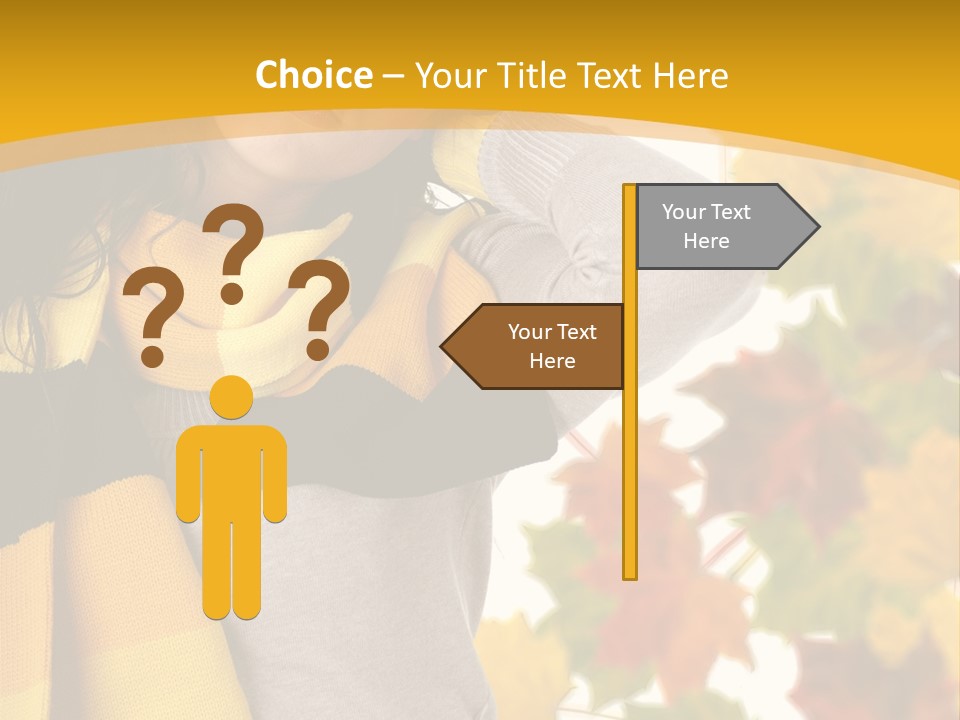 A Woman Wearing A Yellow And Black Scarf PowerPoint Template