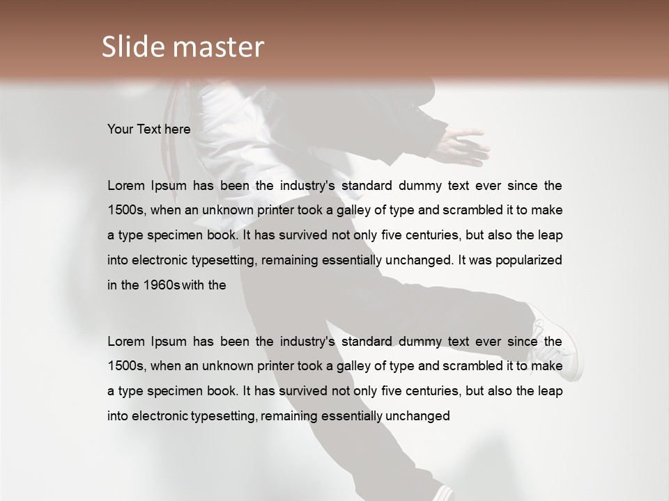 A Man In A Suit Jumping In The Air PowerPoint Template