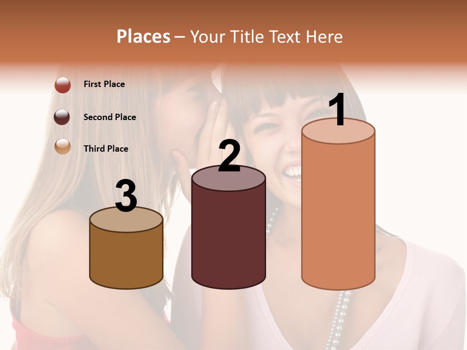 Two Women Are Smiling And Touching Each Other PowerPoint Template