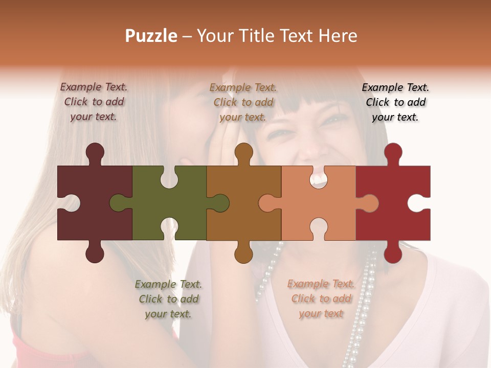 Two Women Are Smiling And Touching Each Other PowerPoint Template