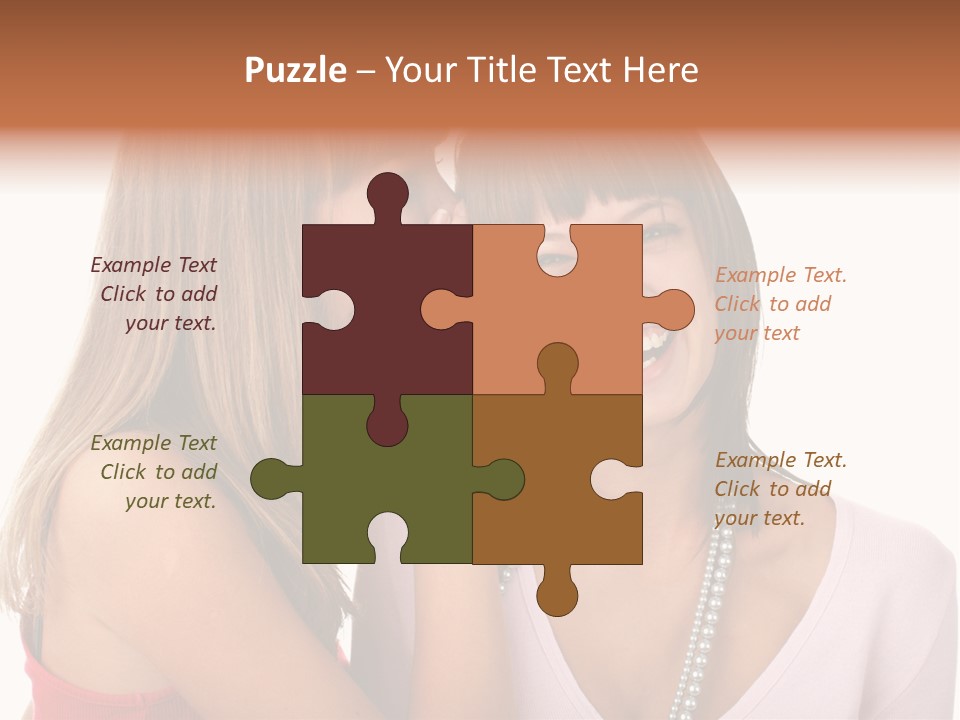 Two Women Are Smiling And Touching Each Other PowerPoint Template