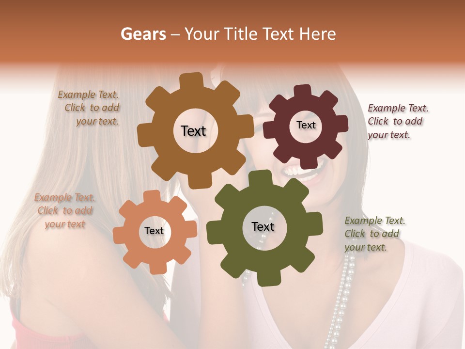 Two Women Are Smiling And Touching Each Other PowerPoint Template